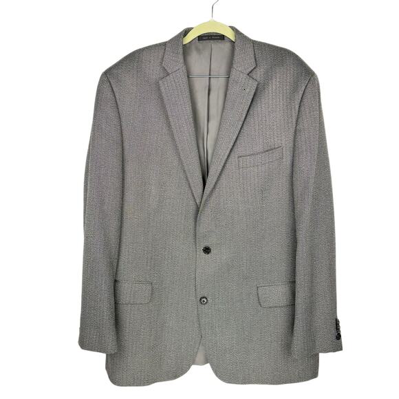 Michael Michael Kors Gray Herringbone Lined Rayon Single Breasted Blazer 46L - Picture 1 of 12